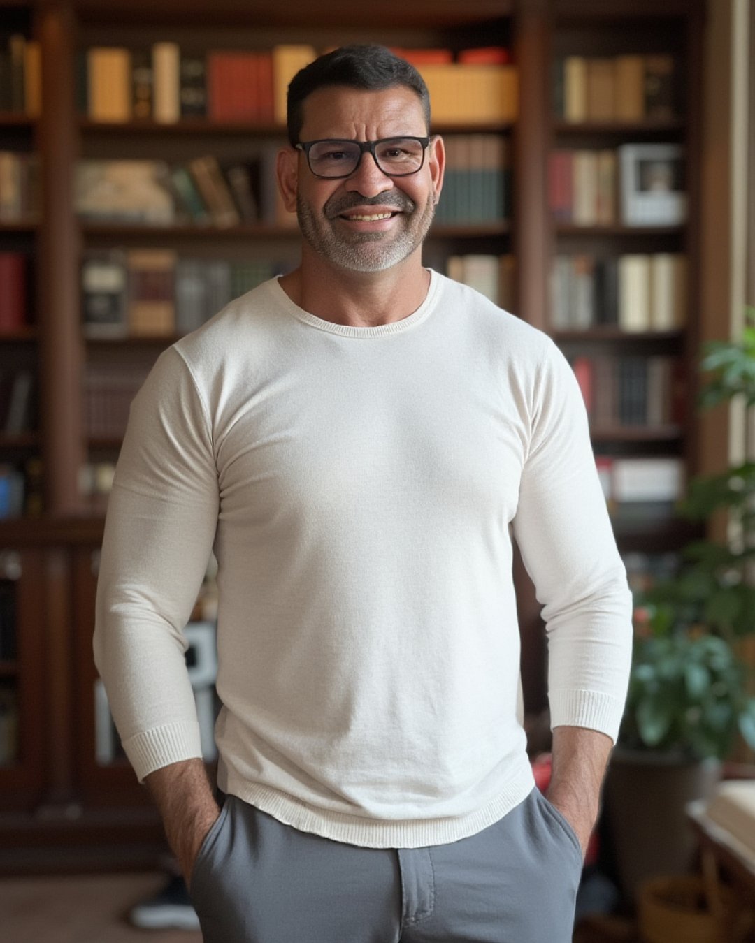 Miguel Gonçalves Pereira, advogado, em sua biblioteca